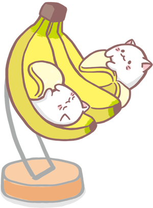 Cute Little Cat Twins Playing With The Banana - Kawaii Cat Banana - Free Transparent PNG Clipart Images Download. - Cat Transparent PNG Free Download