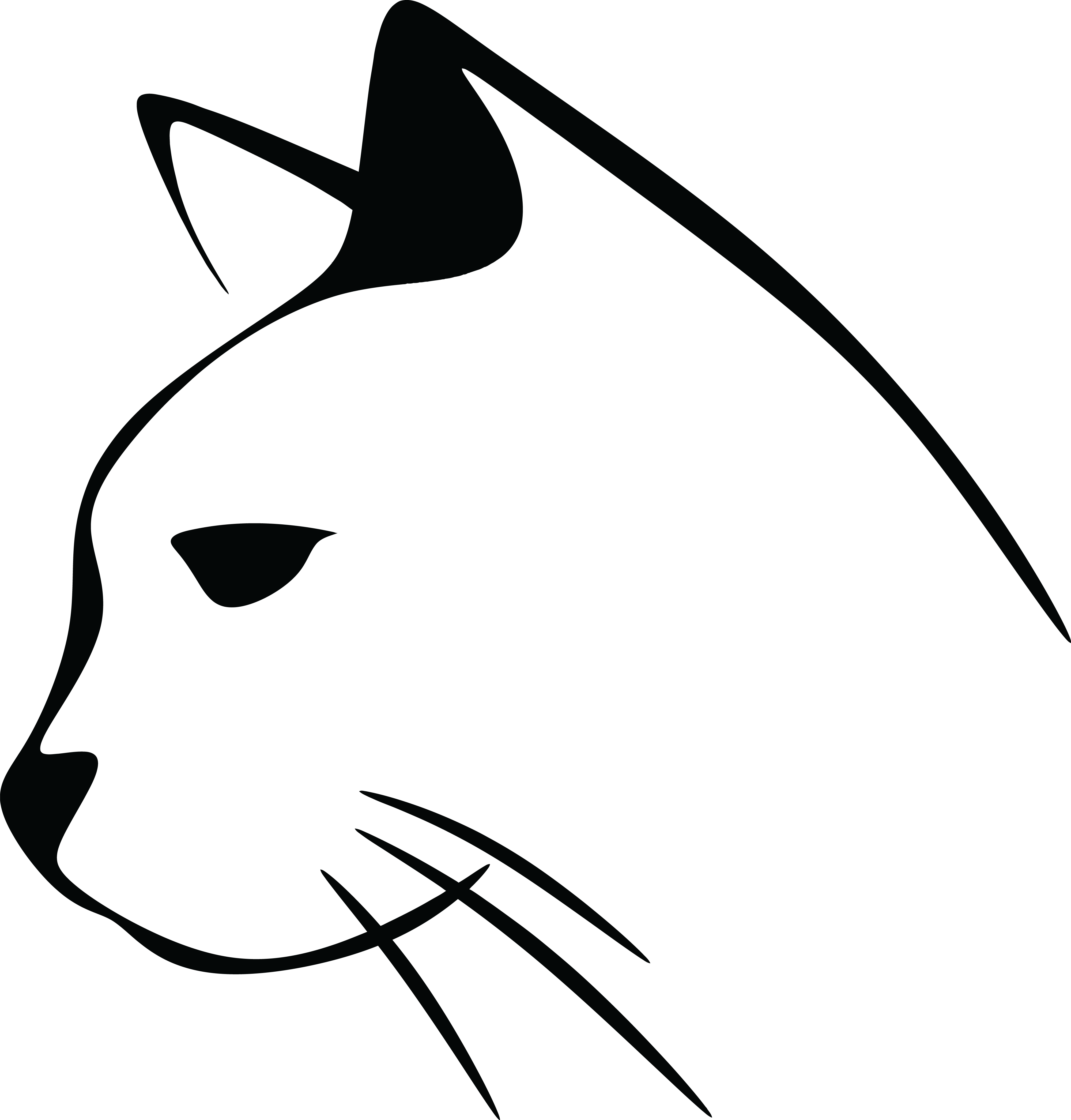 Free Clipart Of A Black And White Cat Head - Cat Face Line Drawing - Free Transparent PNG Clipart Images Download. - Cat Transparent PNG Free Download