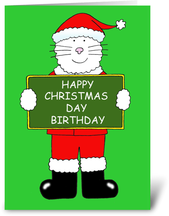 Happy Christmas Day Birthday Greeting Card - Cat In Santa Hat Happy Xmas Cousin. Card - Free Transparent PNG Clipart Images Download. - Cat Transparent PNG Free Download