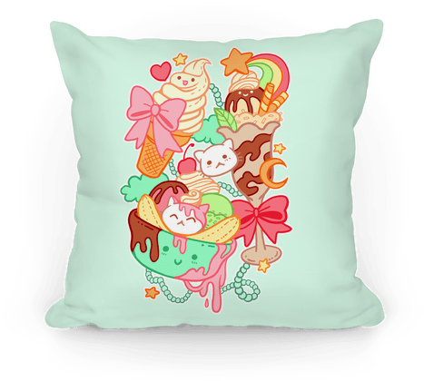 Cute Cat Sundae & Kawaii Ice Cream Pillow - Kawaii Ice Cream Cat Transparent PNG - 484x484 - Free Download on - Cat Transparent PNG Free Download