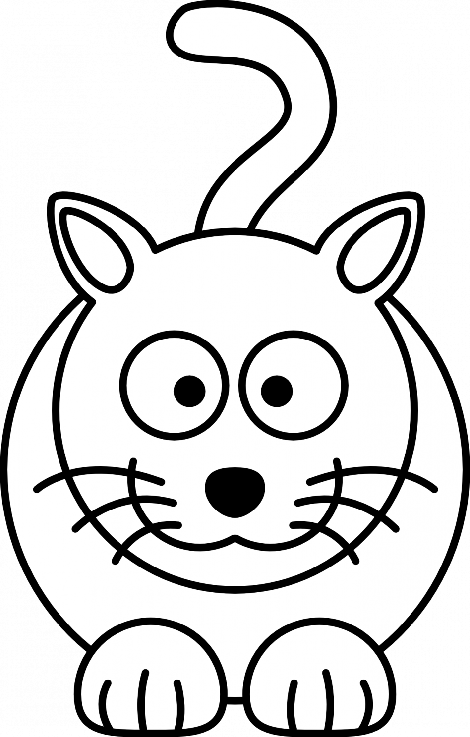 Simple Car Transportation Coloring Pages For Kids Printable - Black And White Cartoon Cats - Free Transparent PNG Clipart Images Download. - Cat Transparent PNG Free Download