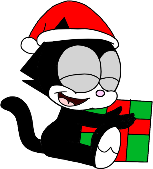 Baby Felix With Christmas Gift By Marcospower1996 - Felix The Cat Christmas - Free Transparent PNG Clipart Images Download. - Cat Transparent PNG Free Download