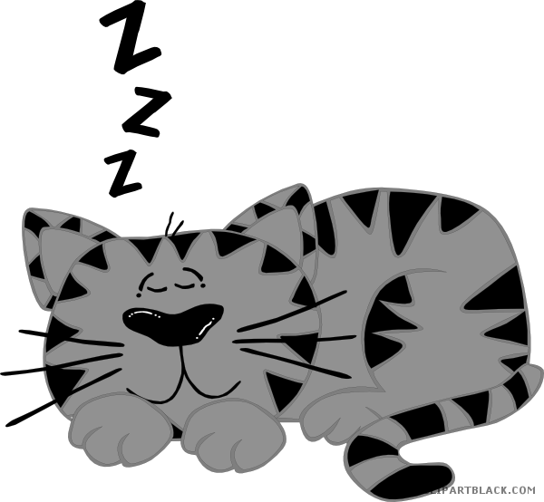 Cat Sleeping Animal Free Black White Clipart Images - Cartoon Cat - Free Transparent PNG Clipart Images Download. - Cat Transparent PNG Free Download