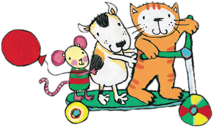 Poppy Cat And His Friends On A Scooter Png - Poppy Cat Transparent PNG - 453x265 - Free Download on - Cat Transparent PNG Free Download