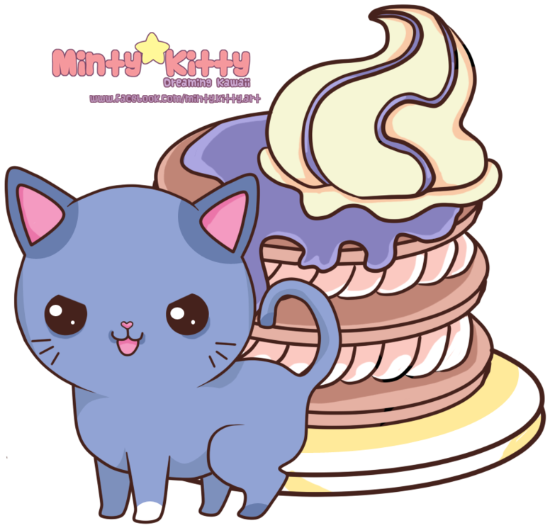 Pancakes, Kitty, Kawaii, Cuddle Cat, Kitten, Kawaii - Cat Grabs Treat - Free Transparent PNG Clipart Images Download. - Cat Transparent PNG Free Download