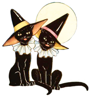 Happy Halloween Clipart - Black Cats Halloween Necklace Transparent PNG - 354x382 - Free Download on - Cat Transparent PNG Free Download