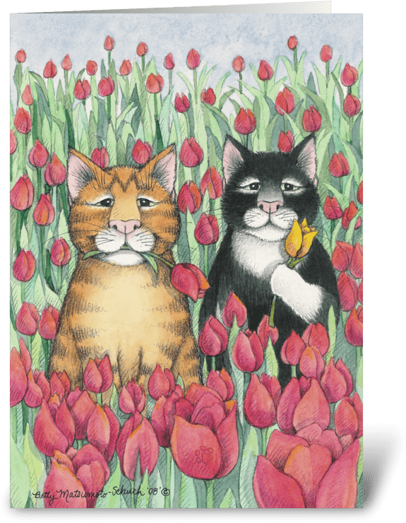 Tulip Cats Birthday - Tulip Cats Spring Party Invitation (bud & Tony) - Free Transparent PNG Clipart Images Download. - Cat Transparent PNG Free Download