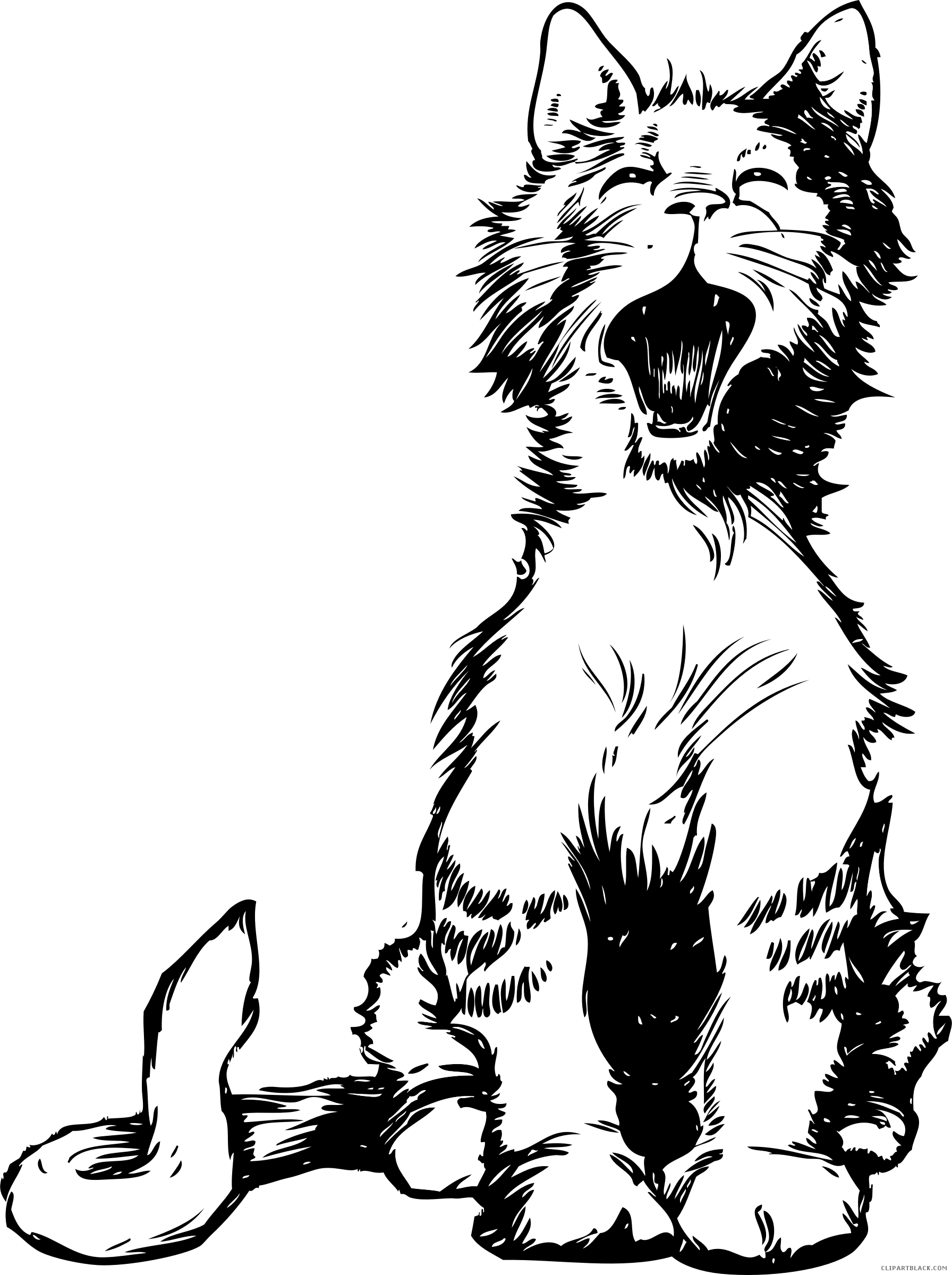 Cat Huge Animal Free Black White Clipart Images Clipartblack - Cats Meowing Clipart Black And White - Free Transparent PNG Clipart Images Download. - Cat Transparent PNG Free Download