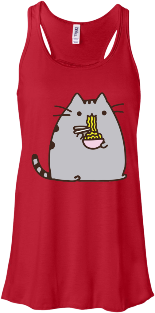 Pusheen The Cat Eating Noodles Juniors T-shirt Funny - Keep Calm And Walk A French Bulldog Flowy Tank Top. Transparent PNG - 1024x1024 - Free Download on - Cat Transparent PNG Free Download
