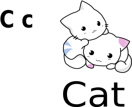 C For Cat Black White Line Art 555px - Cute Cartoon Cat Drawing - Free Transparent PNG Clipart Images Download. - Cat Transparent PNG Free Download