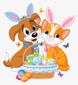 And Cute Pet With Dog Cat Kitten Clipart - Cartoon Dog Cat, HD Png Download - Cat Transparent PNG Free Download