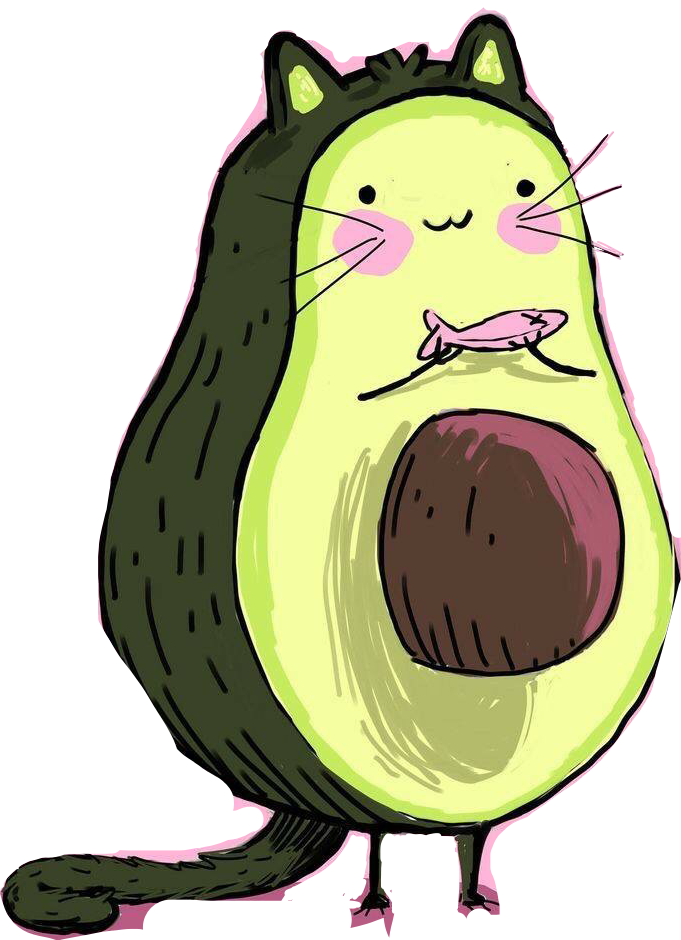Cute Avocado Cats Sticker Art Tumblr Freetoedit - Avocat Fun Transparent PNG - 681x940 - Free Download on - Cat Transparent PNG Free Download