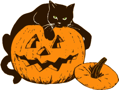 Clipart Of Children Decorating Their House For Halloween - Halloween Cat Png Transparent PNG - 400x323 - Free Download on - Cat Transparent PNG Free Download