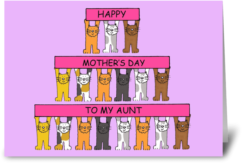 Aunt Happy Mother's Day Greeting Card - Happy Mother's Day To My Aunt, Fun Cats. Card Transparent PNG - 848x698 - Free Download on - Cat Transparent PNG Free Download