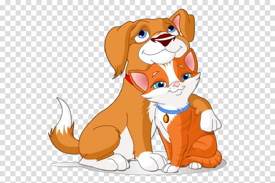 Cartoon Dog Hugging Cat Clipart Dog Puppy Cat - Dog And Cat Hugging Art Transparent PNG - 900x600 - Free Download on - Cat Transparent PNG Free Download