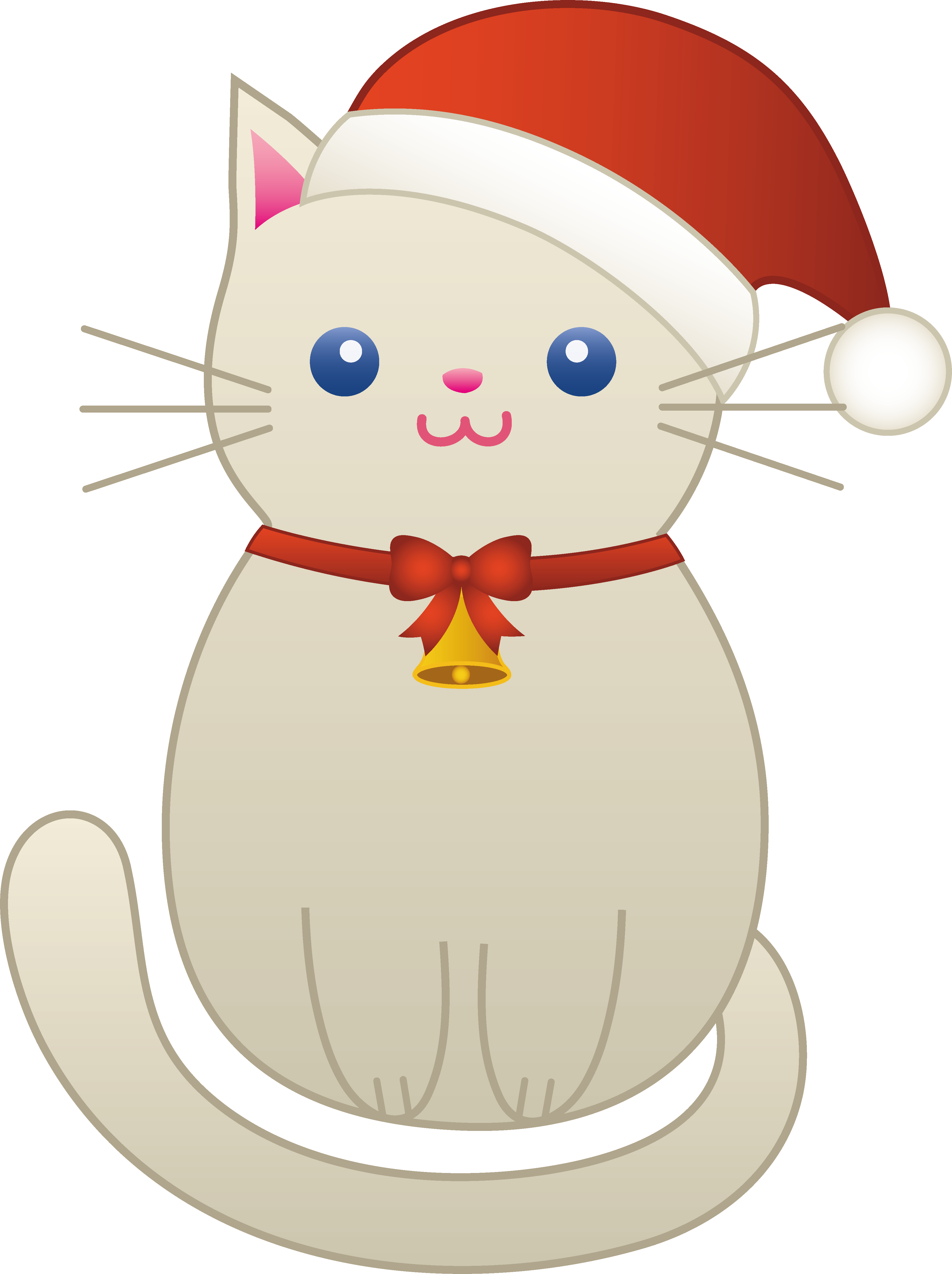Cute Christmas Cat Clipart - Cartoon Cat With A Santa Hat - Free Transparent PNG Clipart Images Download. - Cat Transparent PNG Free Download
