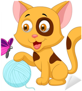Pixerstick-klistremerke Søt Katt Tegneserie Leker Med - Cute Cats Cartoon - Free Transparent PNG Clipart Images Download. - Cat Transparent PNG Free Download