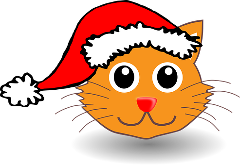 Cat, Happy, Animal, Christmas - Santa Cat Greeting Card - Free Transparent PNG Clipart Images Download. - Cat Transparent PNG Free Download