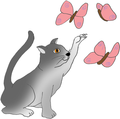 Cat Catching Butterflies Clipart - Cat And Butterfly Clipart - Free Transparent PNG Clipart Images Download. - Cat Transparent PNG Free Download