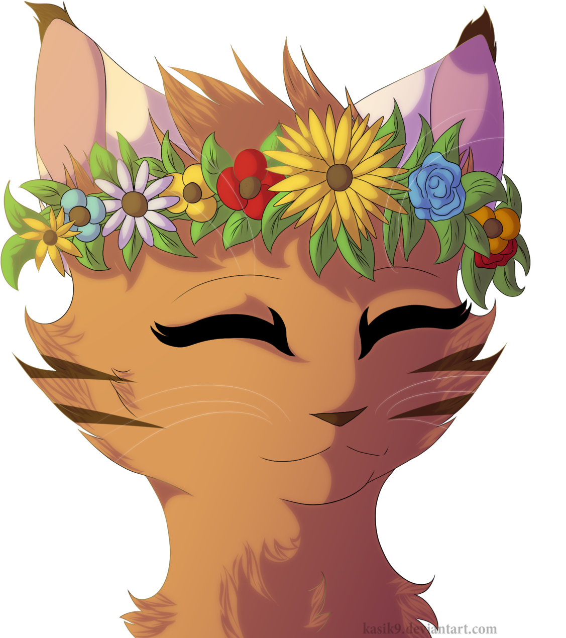 Flower Crowns Are Pretty By Kasik9-d8w38lb - Cat With Flower Crown Art - Free Transparent PNG Clipart Images Download. - Cat Transparent PNG Free Download