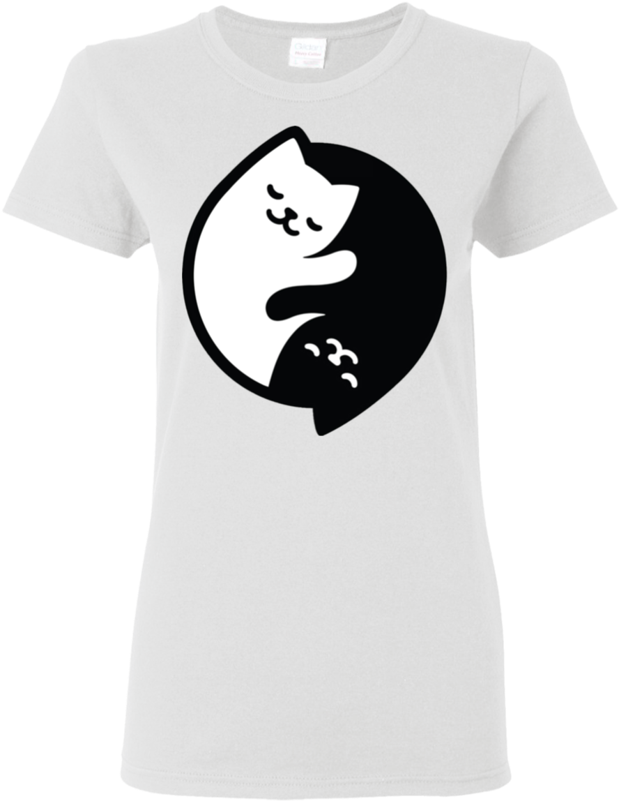 Cute Funny Kawaii Cats Yin Yang T-shirt Women Gift - Cartoon Transparent PNG - 1155x1155 - Free Download on - Cat Transparent PNG Free Download