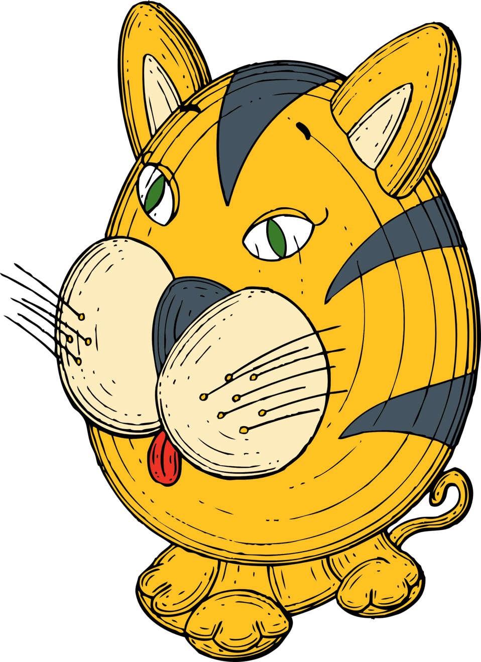 Illustration Of A Cartoon Tiger - Custom Cartoon Cat Shower Curtain - Free Transparent PNG Clipart Images Download. - Cat Transparent PNG Free Download