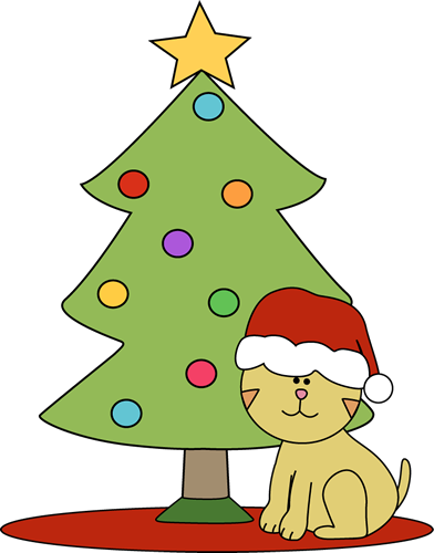 Cat Sitting In Front Of Christmas Tree - Christmas Cat Clip Art - Free Transparent PNG Clipart Images Download. - Cat Transparent PNG Free Download