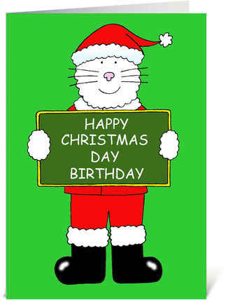 Happy Christmas Day Birthday - Cat In Santa Hat Happy Xmas Cousin. Card - Free Transparent PNG Clipart Images Download. - Cat Transparent PNG Free Download