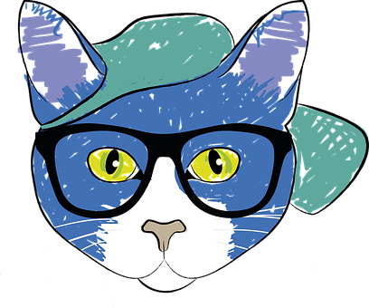 Drawing Cat Pet Feline Pencil Animals Illu - Cat With Glasses Transparent - Free Transparent PNG Clipart Images Download. - Cat Transparent PNG Free Download