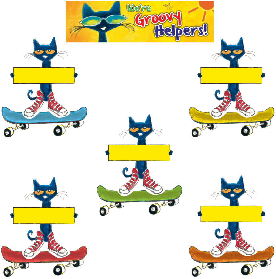 Tcr60348 Pete The Cat Groovy Classroom Jobs Mini Bulletin - Pete The Cat Groovy Jobs - Free Transparent PNG Clipart Images Download. - Cat Transparent PNG Free Download