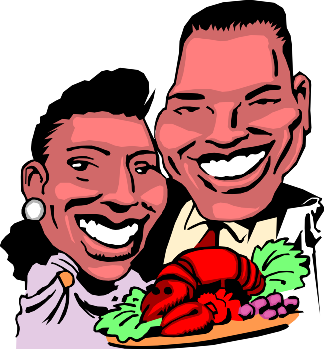 Vector Illustration Of African American Couple Enjoy - Cartoon Couples - Free Transparent PNG Clipart Images Download. - Dinner Transparent PNG Free Download