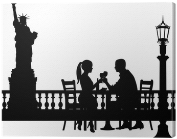 Romantic Couple In New York Have A Dinner Silhouette - Statue Of Liberty Silhouette - Free Transparent PNG Clipart Images Download. - Dinner Transparent PNG Free Download