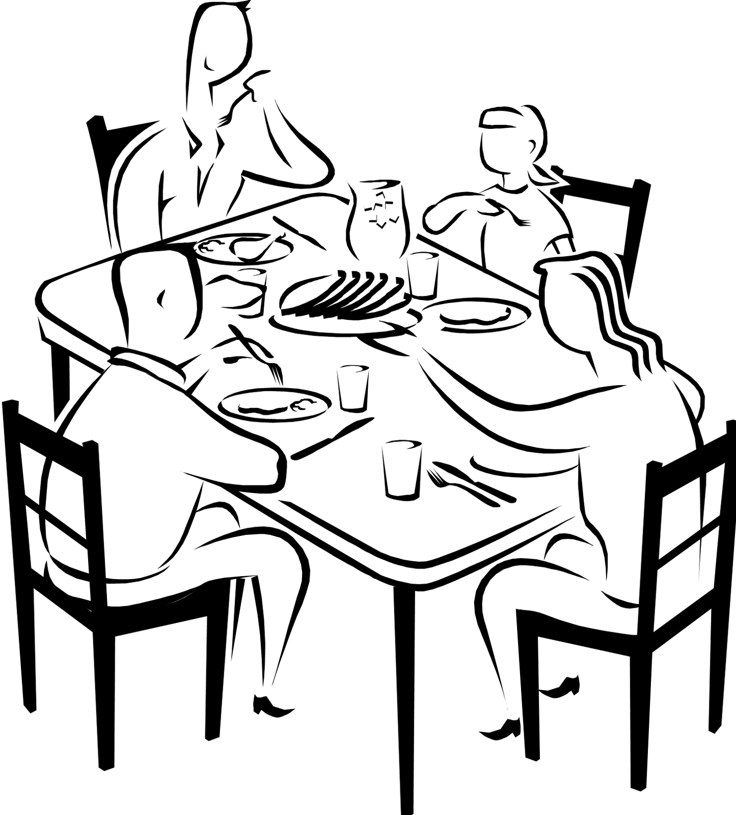Family Eating Clipart Group 60 Rh Runsickcattle Com - Family At Dinner Table Drawing - Free Transparent PNG Clipart Images Download. - Dinner Transparent PNG Free Download