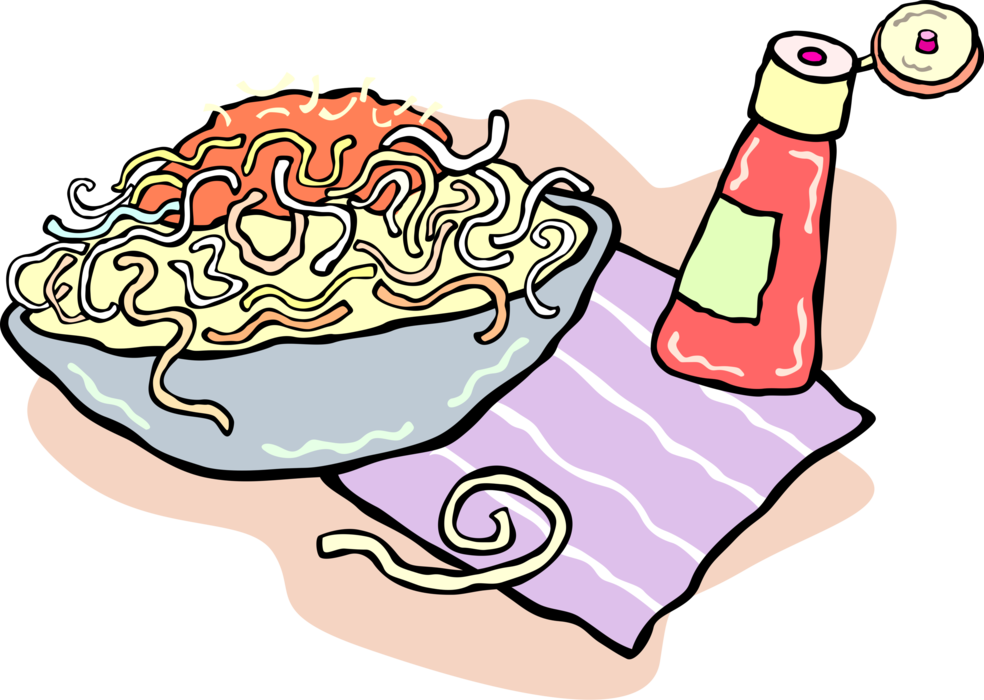 Vector Illustration Of Italian Cuisine Spaghetti Pasta - Salad - Free Transparent PNG Clipart Images Download. - Dinner Transparent PNG Free Download