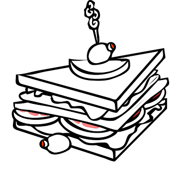 Sandwich, Bread, Plum, Olives, Dinner - Sandwich Cartoon Black And White - Free Transparent PNG Clipart Images Download. - Dinner Transparent PNG Free Download