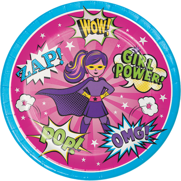 Girl Superhero Dinner Plates - Black And Gold Birthday Party Pack Tableware Bundle Transparent PNG - 600x600 - Free Download on - Dinner Transparent PNG Free Download