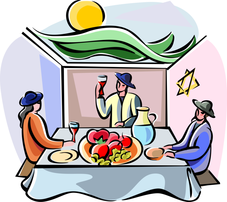 Vector Illustration Of Sukkot Dinner In The Sukkah - Sukkot Clip Art - Free Transparent PNG Clipart Images Download. - Dinner Transparent PNG Free Download