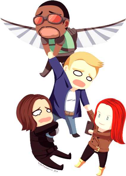 Avengers Chibi Tumblr For Kids - Captain America And Falcon And Bucky - Free Transparent PNG Clipart Images Download. - Falcon Transparent PNG Free Download