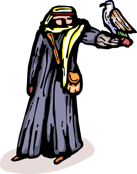 Vector Illustration Of Middle Eastern Arabian Man With - Vector Illustration Of Middle Eastern Arabian Man With - Free Transparent PNG Clipart Images Download. - Falcon Transparent PNG Free Download