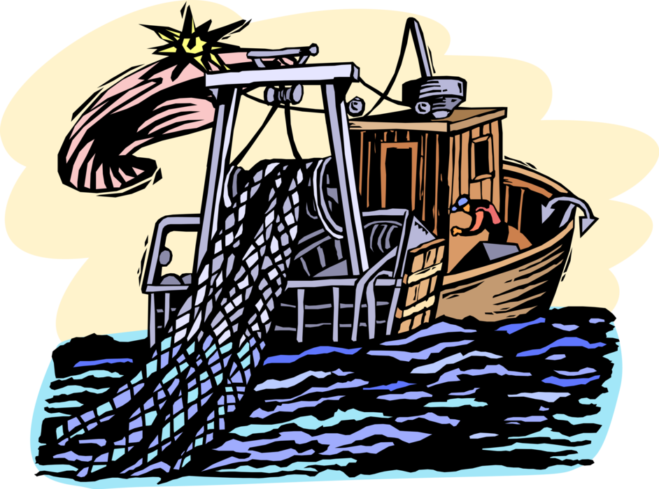 Vector Illustration Of Commercial Fishing Trawler Boat - Illustration Transparent PNG - 942x700 - Free Download on - Fish Transparent PNG Free Download