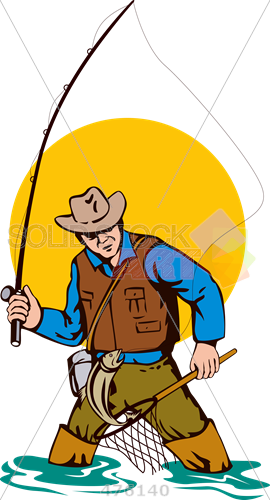 Cartoon Rendering Of Fisherman Fly Fishing Holding - Fly Fishing Clip Art Transparent PNG - 270x500 - Free Download on - Fish Transparent PNG Free Download