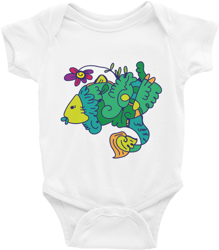 Baby Onesie, Fancy Fish With Flower - Infant Bodysuit Transparent PNG - 1000x1000 - Free Download on - Fish Transparent PNG Free Download