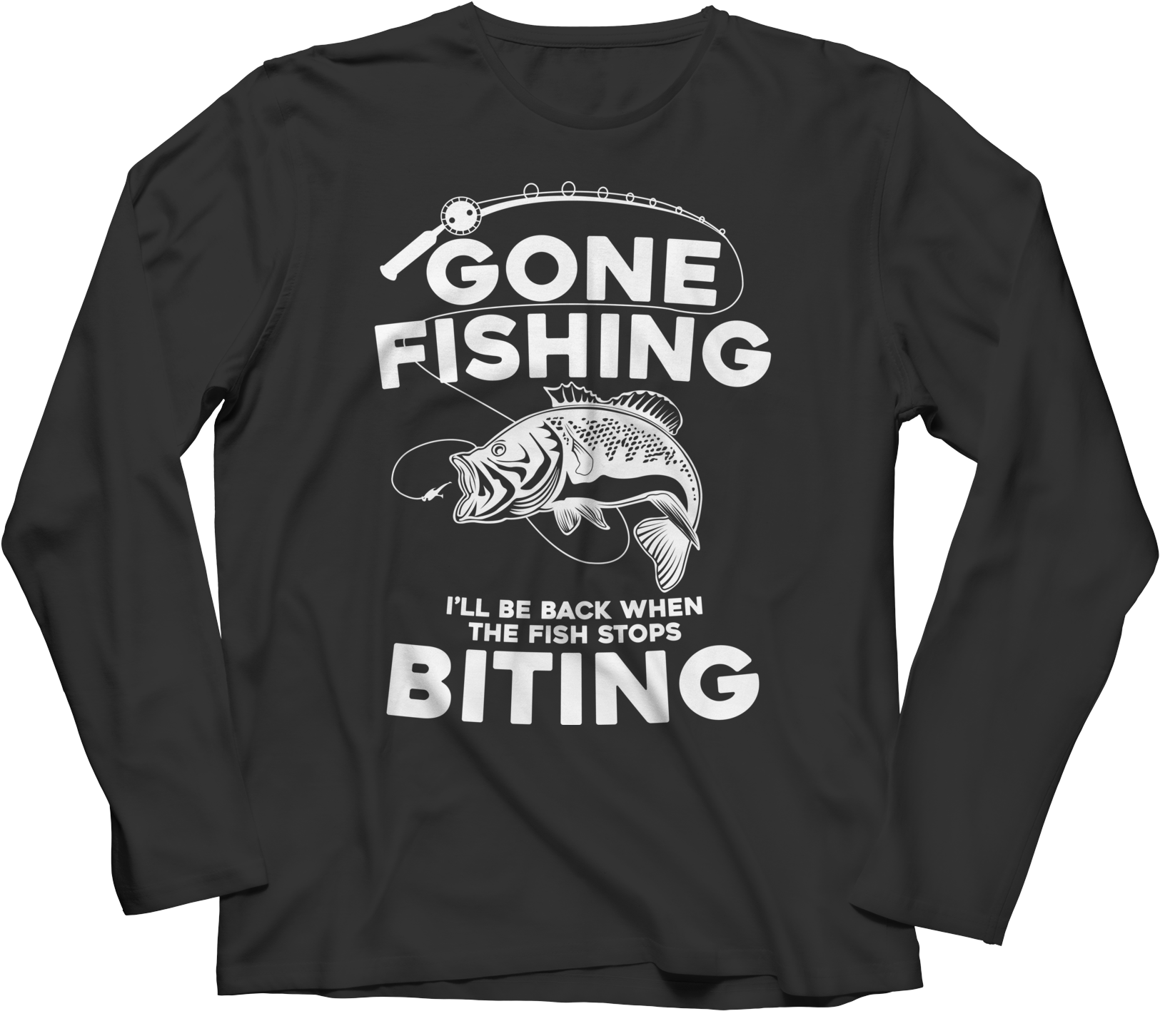 Gone Fishing Long Sleeve Shirt - Fitness Is My Lifestyle - Long Sleeve Black S Transparent PNG - 1635x1635 - Free Download on - Fish Transparent PNG Free Download