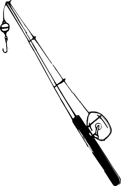 Fishing Rod & Reel Clip Art - Fishing Pole Black And White Transparent PNG - 390x598 - Free Download on - Fish Transparent PNG Free Download