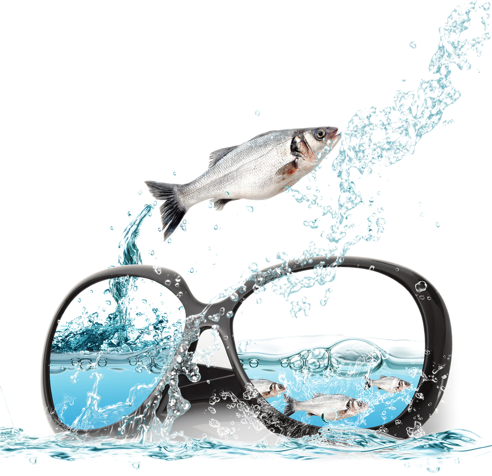 And Sunglasses Poster Fish Ocean Advertising In Clipart - Water Psd Transparent PNG - 1667x1661 - Free Download on - Fish Transparent PNG Free Download