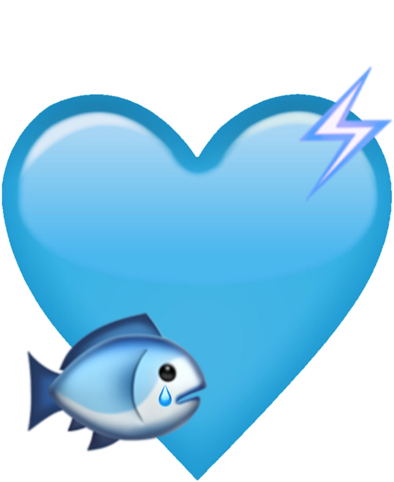 Blue Heart Emoji Fish Electric Electricity Cute Sticker - Heart Transparent PNG - 3464x3464 - Free Download on - Fish Transparent PNG Free Download