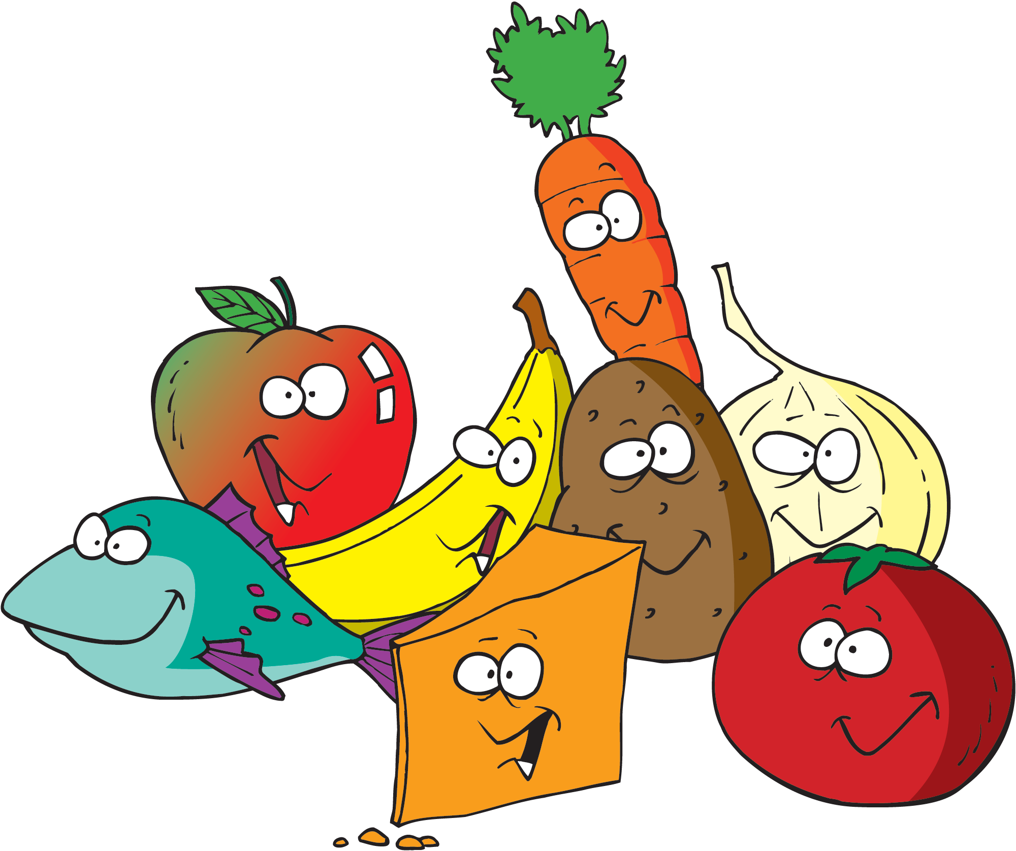 Cartoon Healthy Lunch Food Clipart - Fruit & Vegetables Clipart - Free Transparent PNG Clipart Images Download. - Food Transparent PNG Free Download