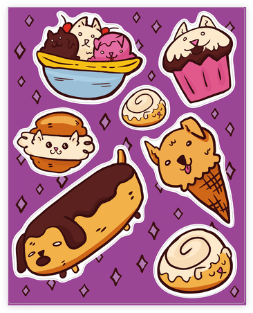 Svg Stock Sticker Decal Sheets Lookhuman Food Dogs - Kawaii Food Stickers Transparent PNG - 484x484 - Free Download on - Food Transparent PNG Free Download