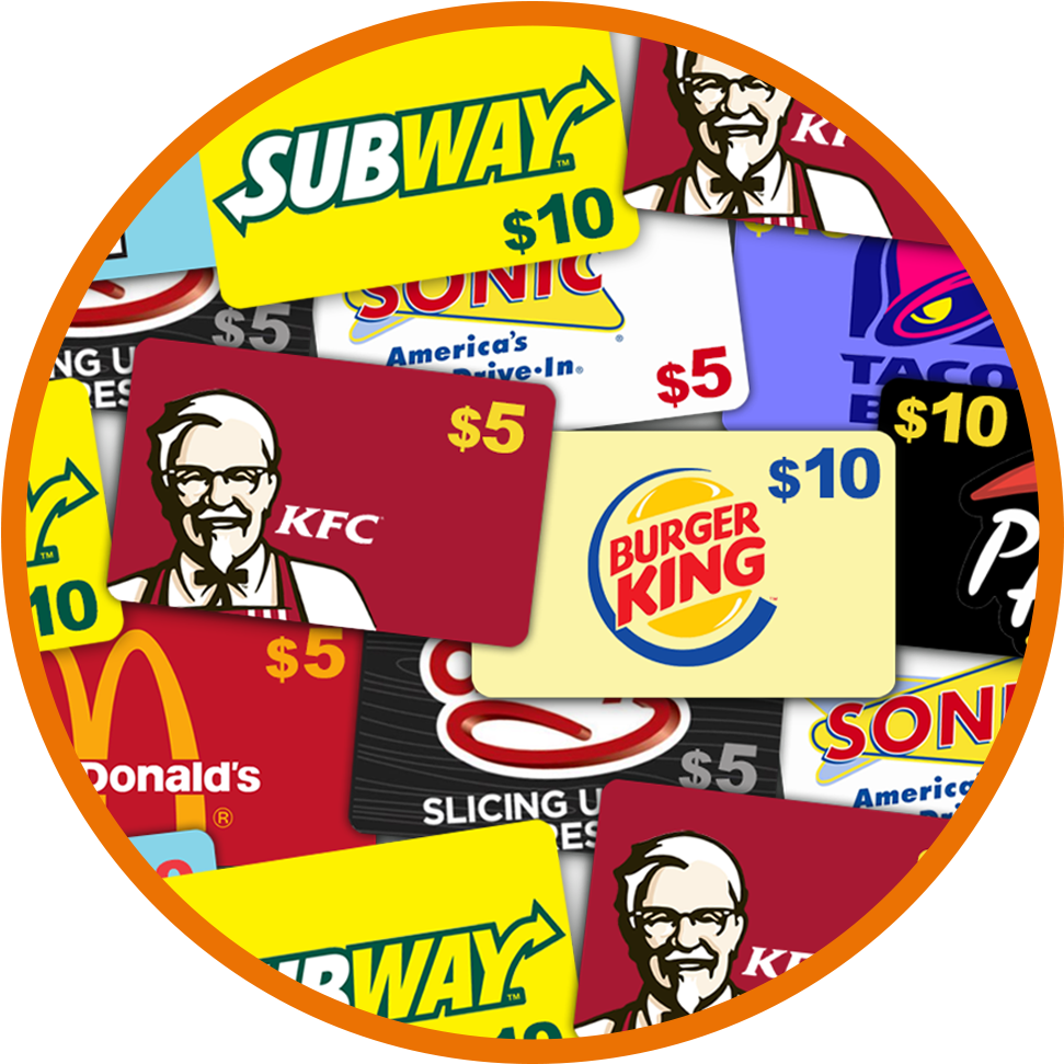 During The Event, Over $500 In Gift Cards To Local - Fast Food Gift Cards - Free Transparent PNG Clipart Images Download. - Food Transparent PNG Free Download