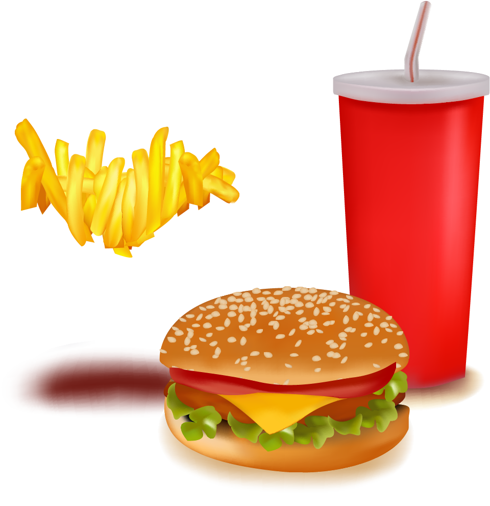 Hamburger Fast Food Soft Drink French Fries - Fast Food Vector Free, HD Png Download - Food Transparent PNG Free Download